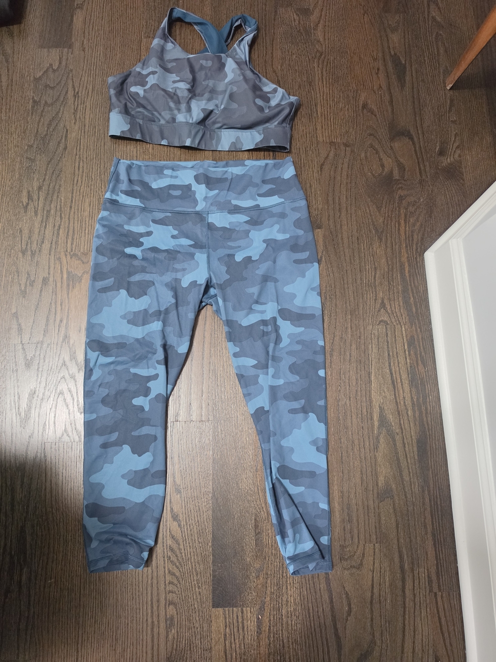 Fabletics Blue Camo High-Rise Leggings & Sports Bra